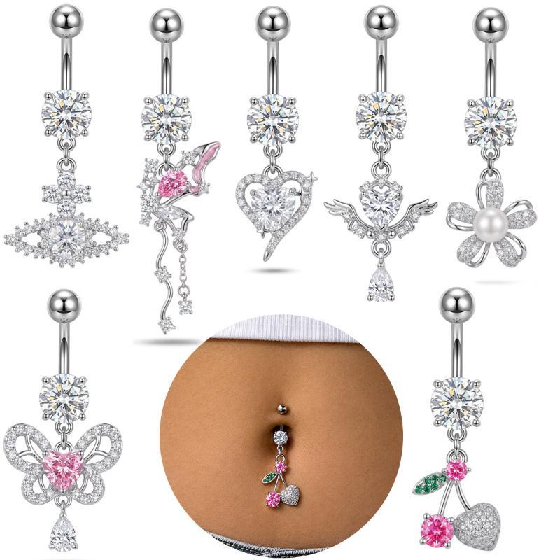 Body Jewelry Surgical Steel - 1 Buah Cincin Pusar Model Dangle