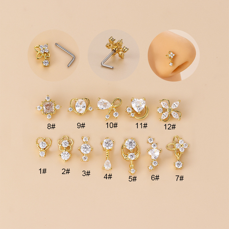 Body Jewelry Surgical Steel - Anting Hidung Bentuk L 20G dengan