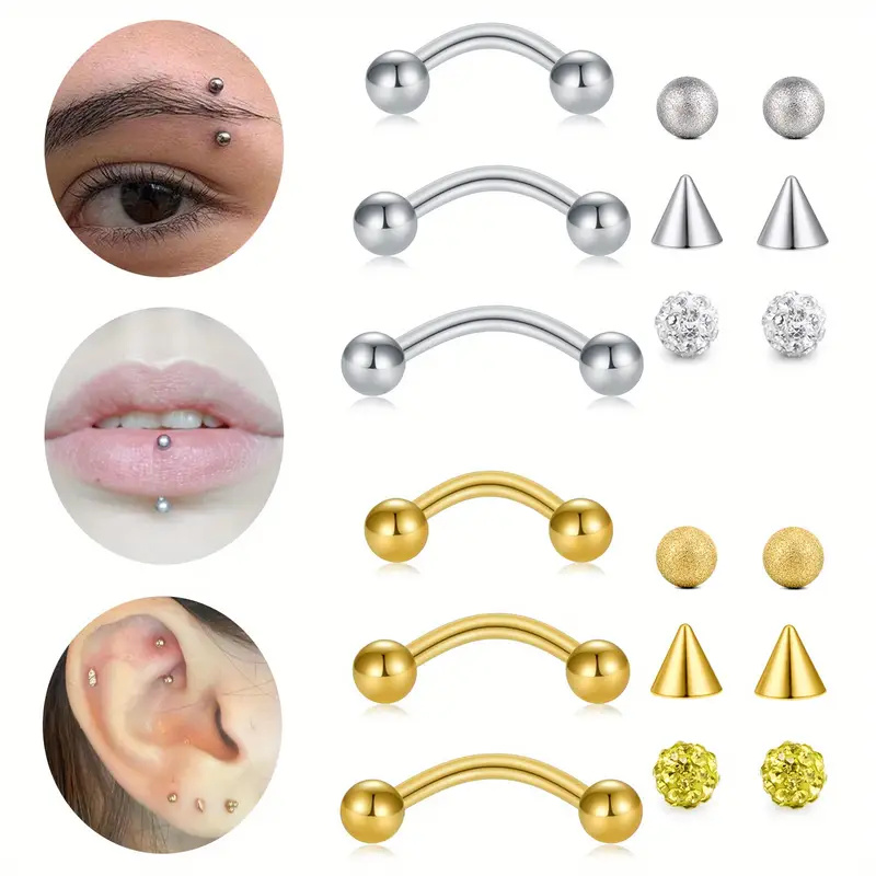 Body Jewelry Replacement Ball - 3 buah anting tindik bibir/perut/alis berbentuk