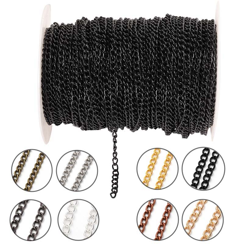 Body Jewelry For You - 2Meter 2.5/3.5/4.5mm Rantai Logam Pipih Oval