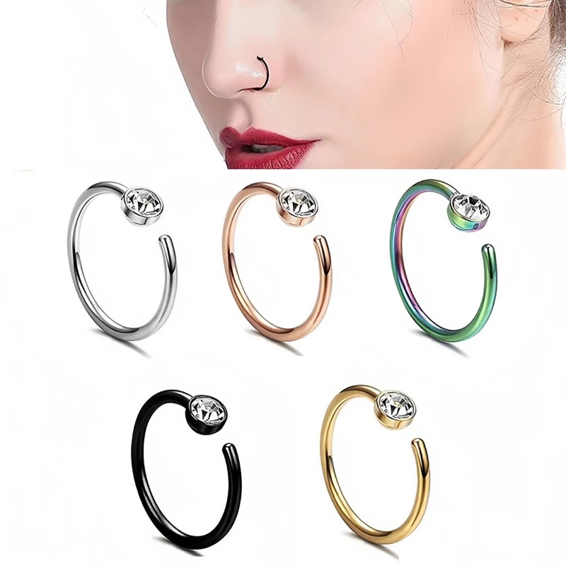 5 buah cincin hidung 18G, mode - Body Jewelry Surgical Steel ulasan dan harga