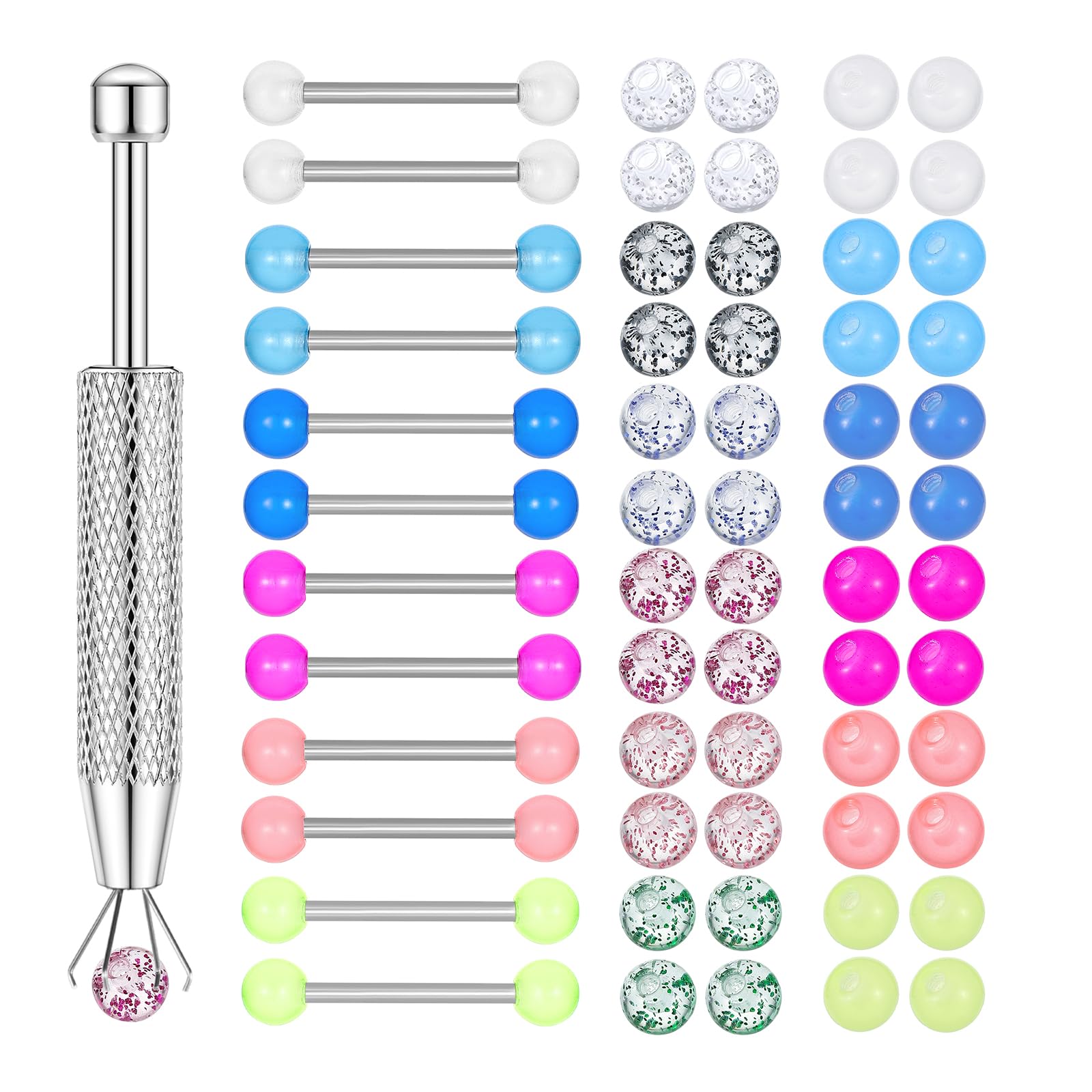 12 Buah Cincin Puting Barbell  - Body Jewelry Replacement Ball ulasan dan harga