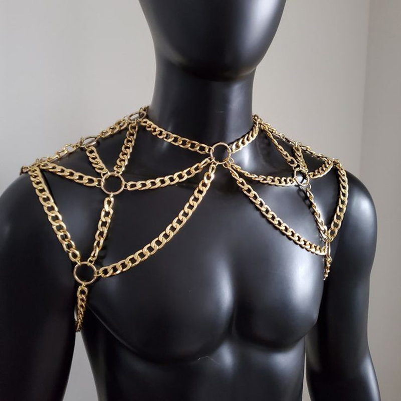 Punk Pria Bahu Tubuh Rantai Ke - Body Jewelry Necklace ulasan dan harga