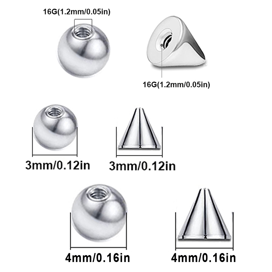 100 Buah 16G 3Mm 4Mm Pengganti - Body Jewelry Replacement Ball ulasan dan harga