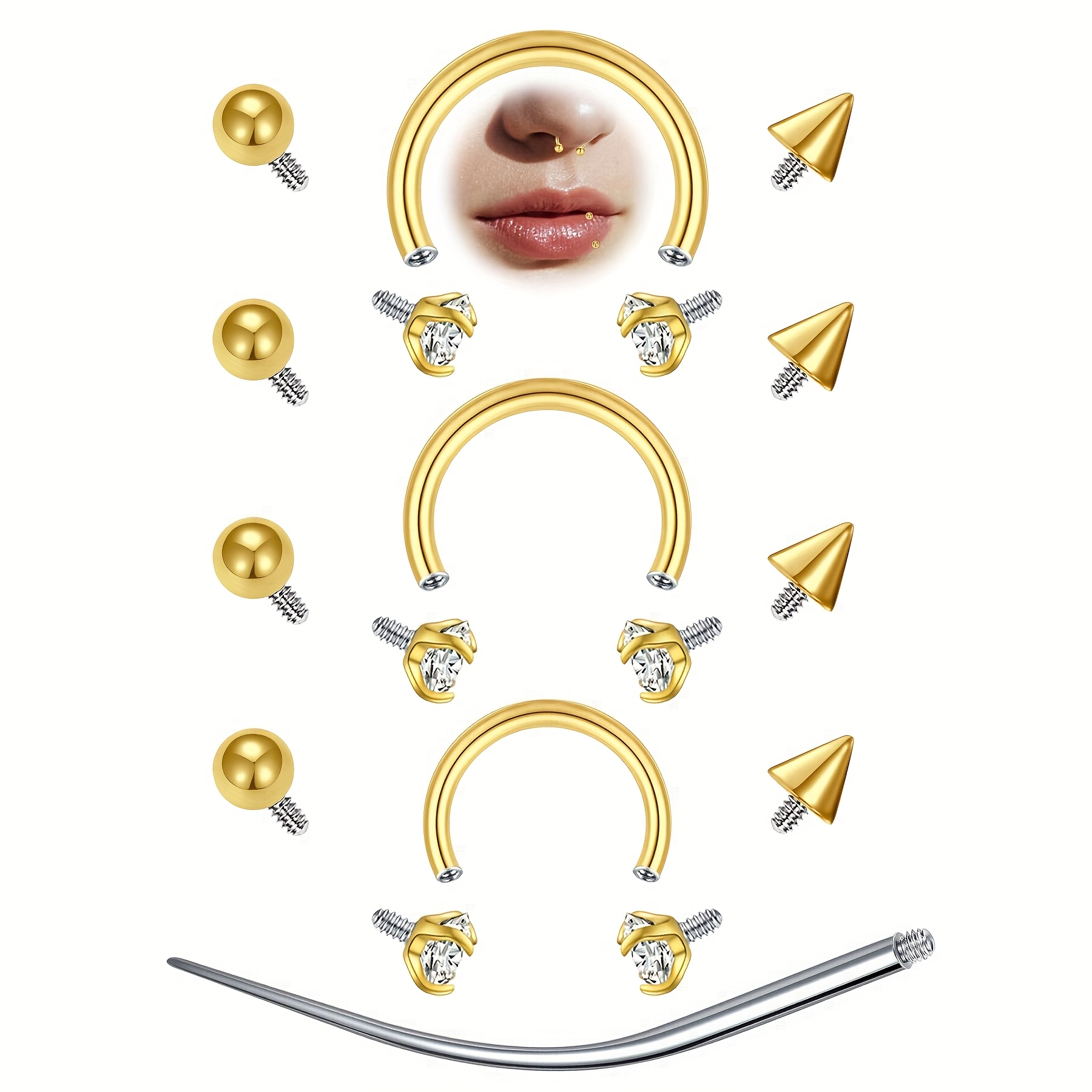 12 pcs Cincin Septum Bentuk Ta - Body Jewelry Replacement Ball ulasan dan harga